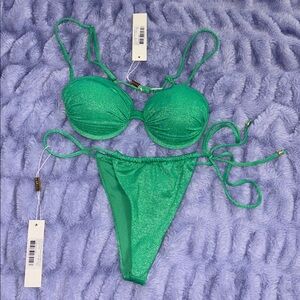 Meshki Green Shimmer Bikini Set